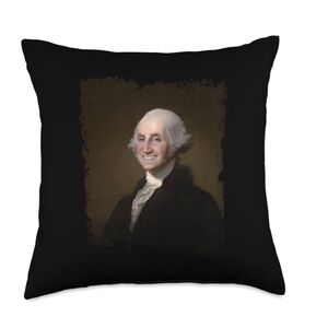 Smiling George Washington Throw Pillow Square 18x18”  (1-count)